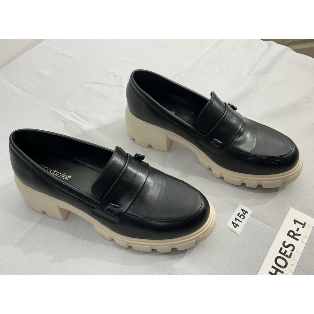 Womans Shoedazzle Elm Chunky Loafers 11 Black Slip On - Picture 2 of 10